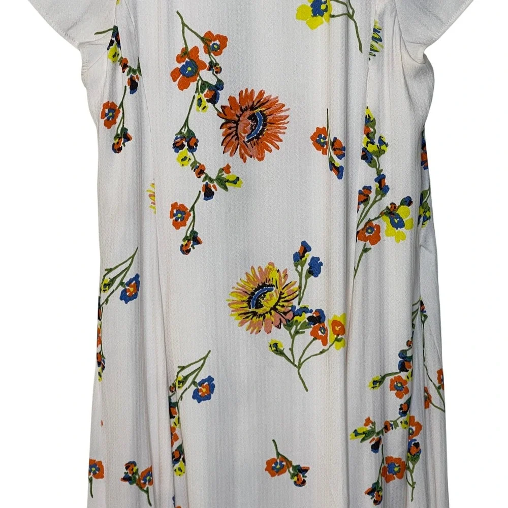 Free People Flutter‎ Sleeve Floral Print Maxi Dress White Size Small